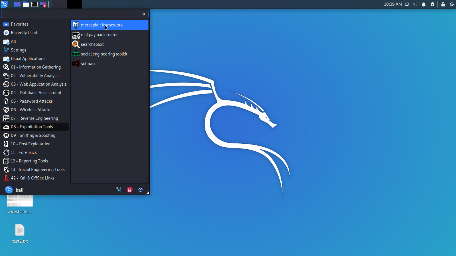start a session in metasploit kali linux for osx